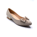 Champagne Glitter Bow Pointed-Toe Low-Heel Flats