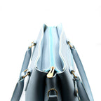 Sky Blue Structured Handbag with Front Zipper Pocket