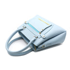 Sky Blue Structured Handbag with Front Zipper Pocket