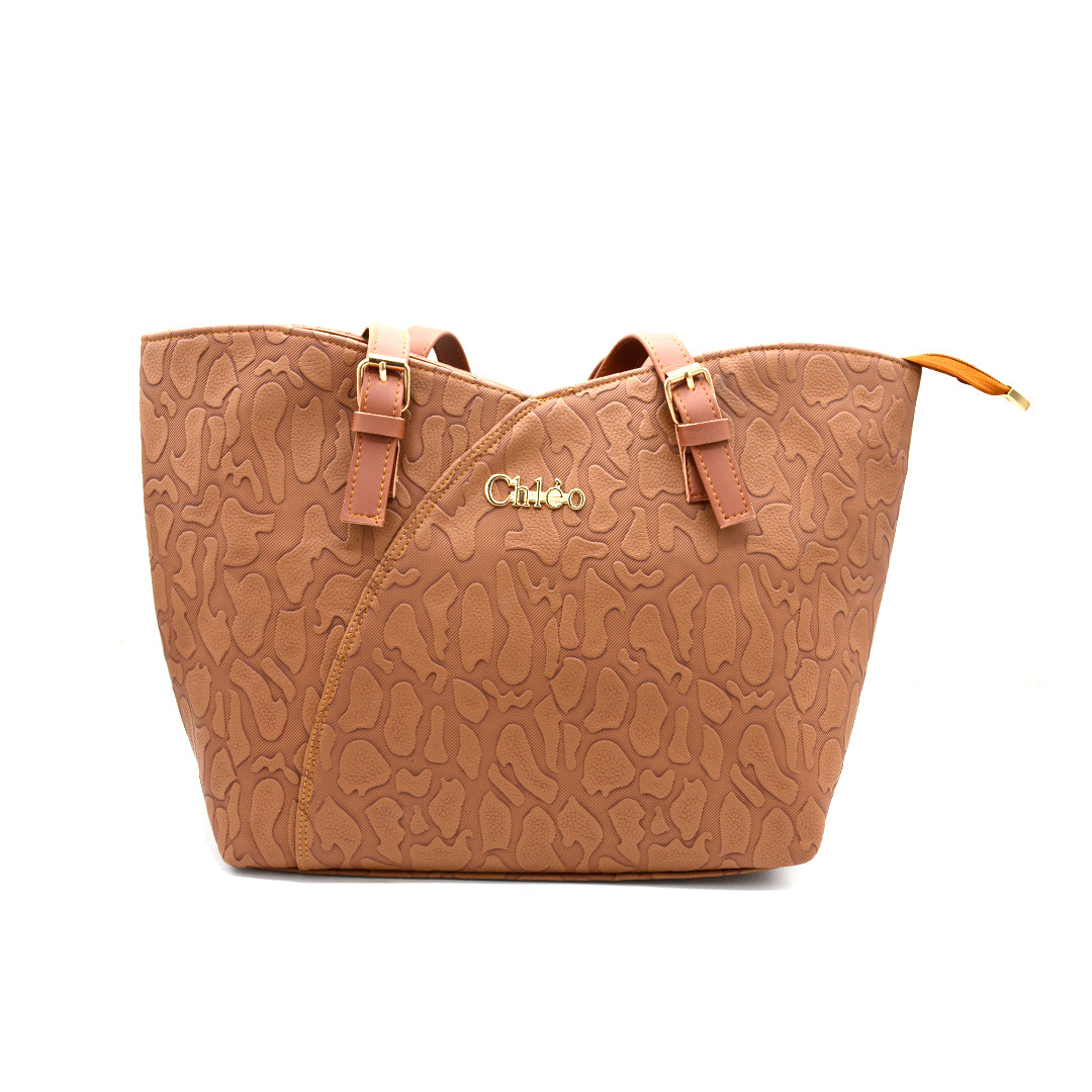 Caramel Charm Embossed Tote Bag