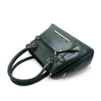 Green Structured Handbag with Front Zipper Pocket