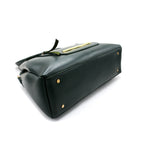 Green Structured Handbag with Front Zipper Pocket