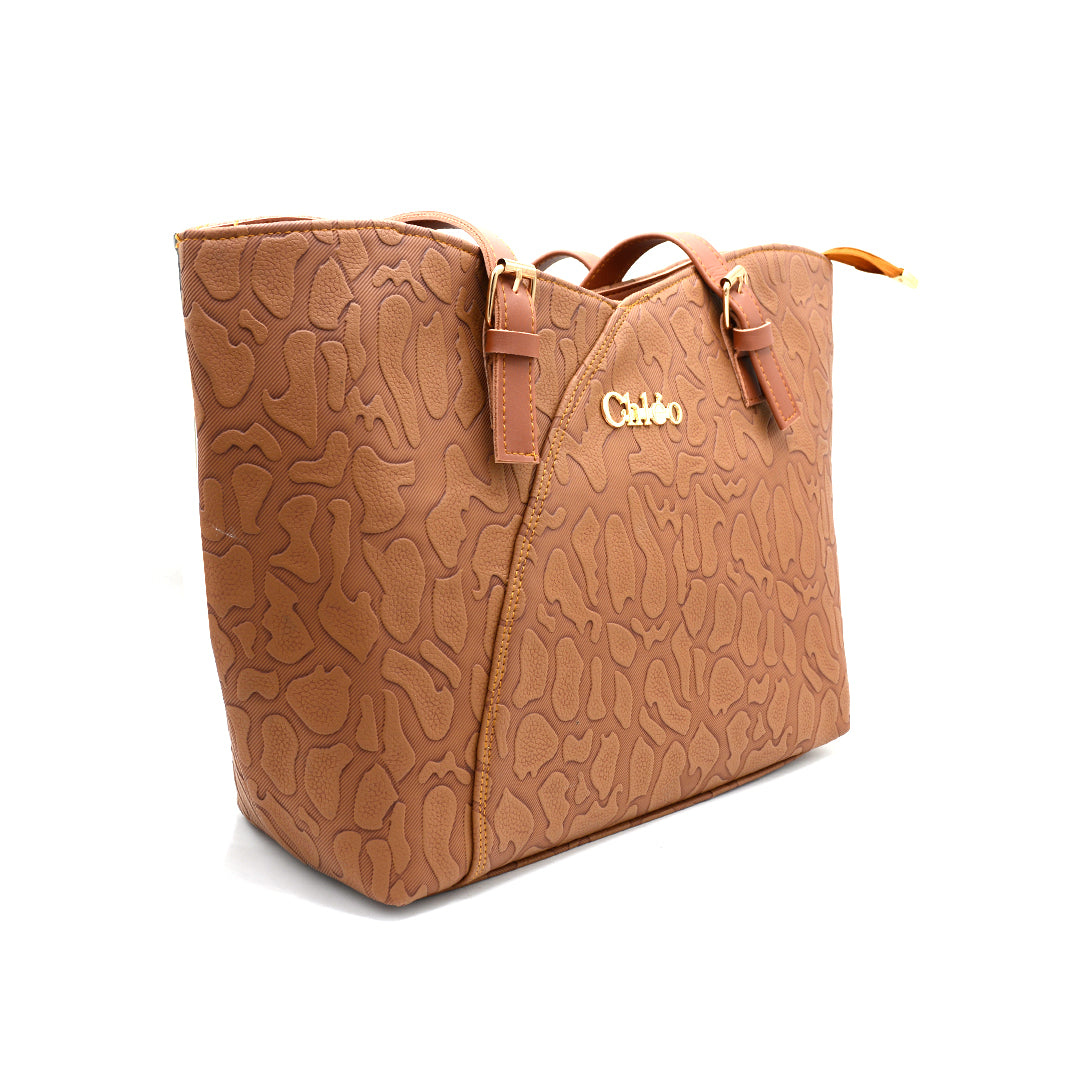 Caramel Charm Embossed Tote Bag