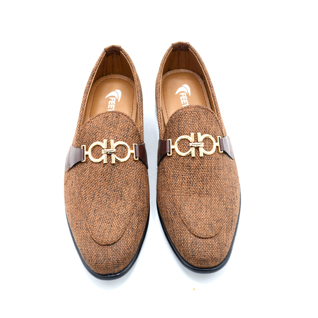 Brown Woven Formal with Gold Bit Detail