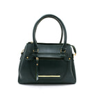 Green Structured Handbag with Front Zipper Pocket
