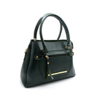 Green Structured Handbag with Front Zipper Pocket