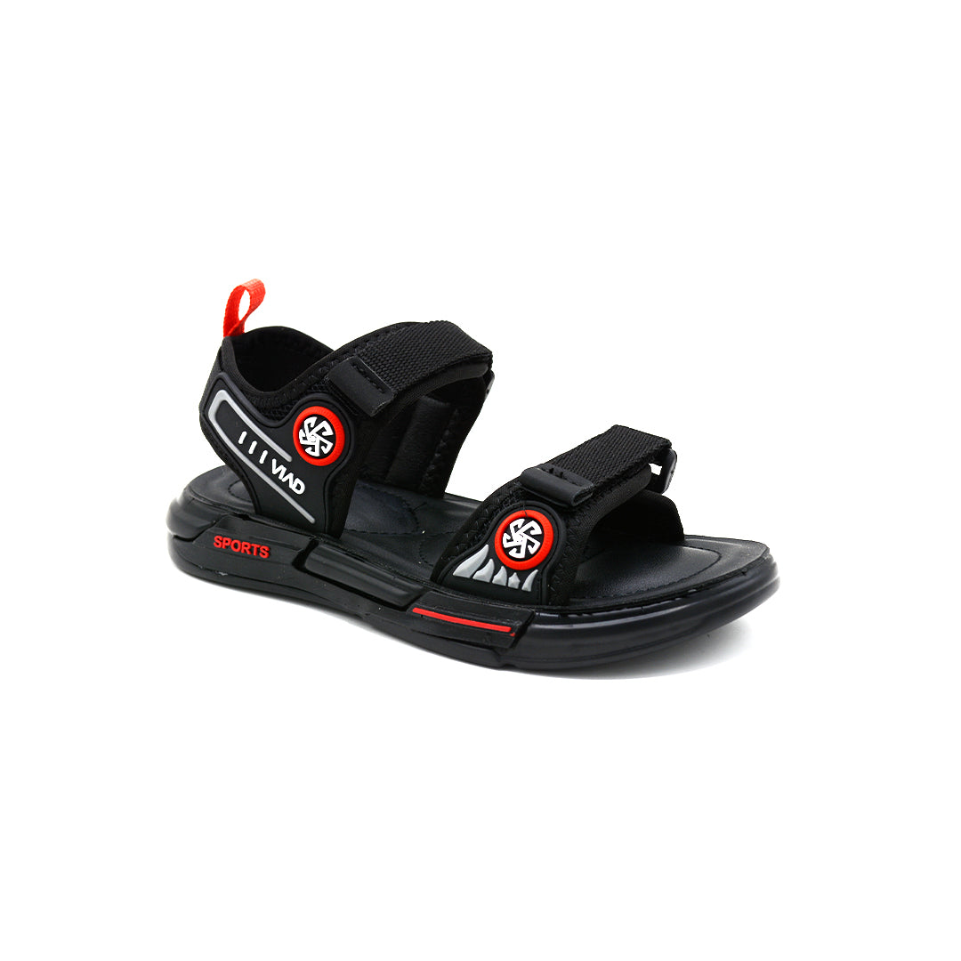 Kids Sport Sandal Black Red Velcro