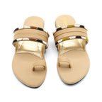 Shimmer Cross Strap Toe-Post Flat