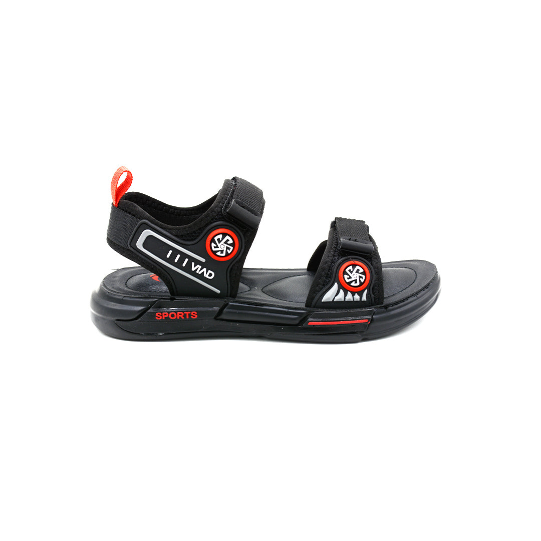 Kids Sport Sandal Black Red Velcro