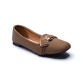 Taupe Buckle Detail Ballet Flats