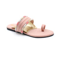 Shimmer Cross Strap Toe-Post Flat