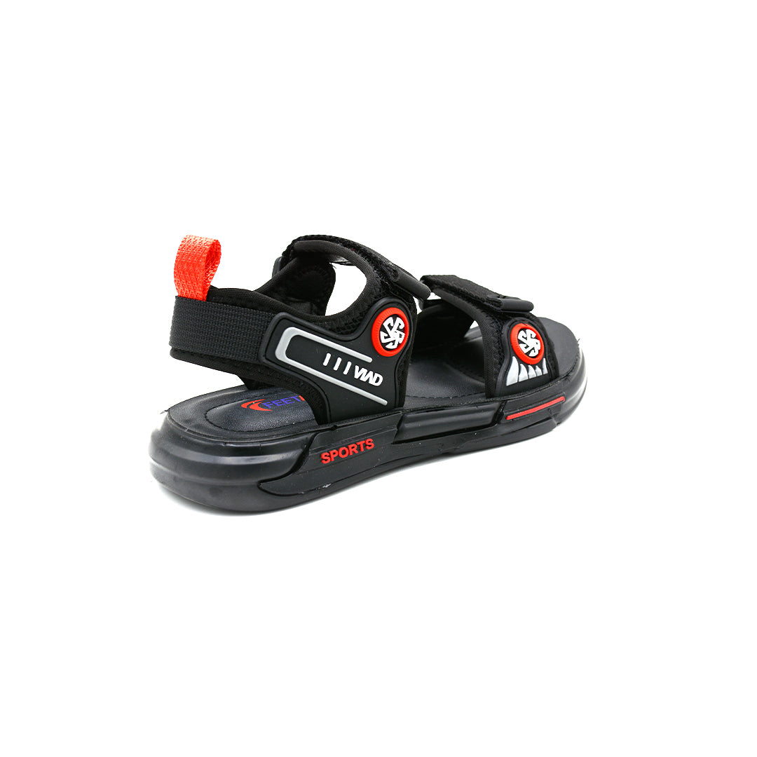 Kids Sport Sandal Black Red Velcro