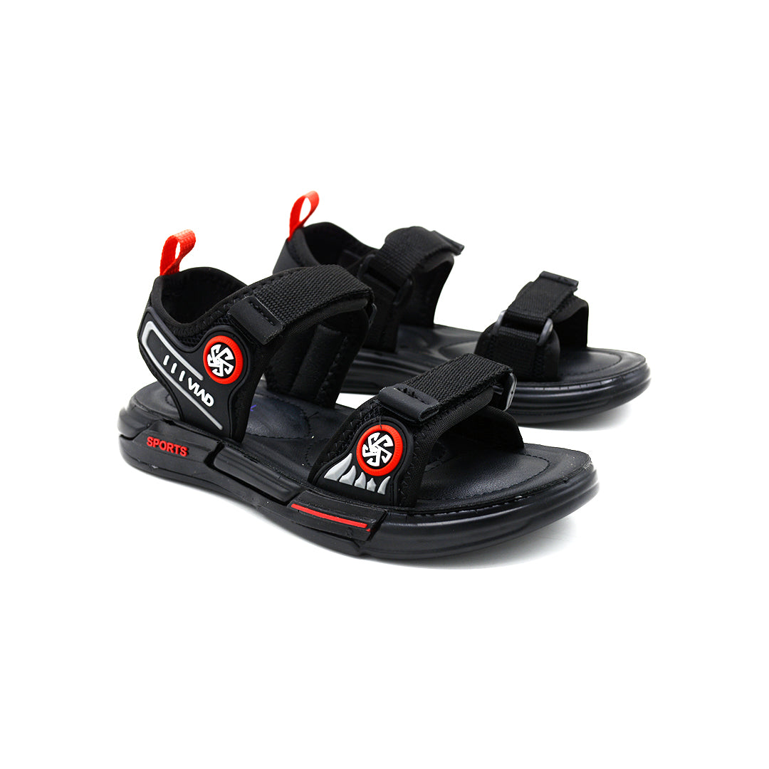 Kids Sport Sandal Black Red Velcro