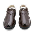 Handcrafted Brown Leather Peshawari Buckle Sandal