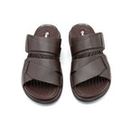 Men's Comfort Brown Cross Strap Slides