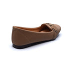 Taupe Buckle Detail Ballet Flats