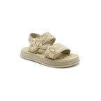 Quilted Star Velcro Platform Sandals Beige