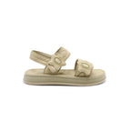 Quilted Star Velcro Platform Sandals Beige