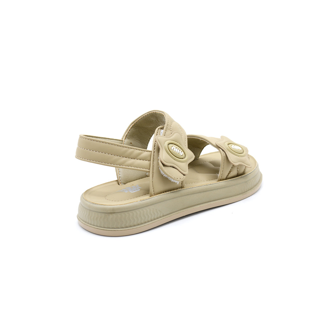 Quilted Star Velcro Platform Sandals Beige