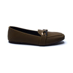 Olive Green Buckle Detail Loafers