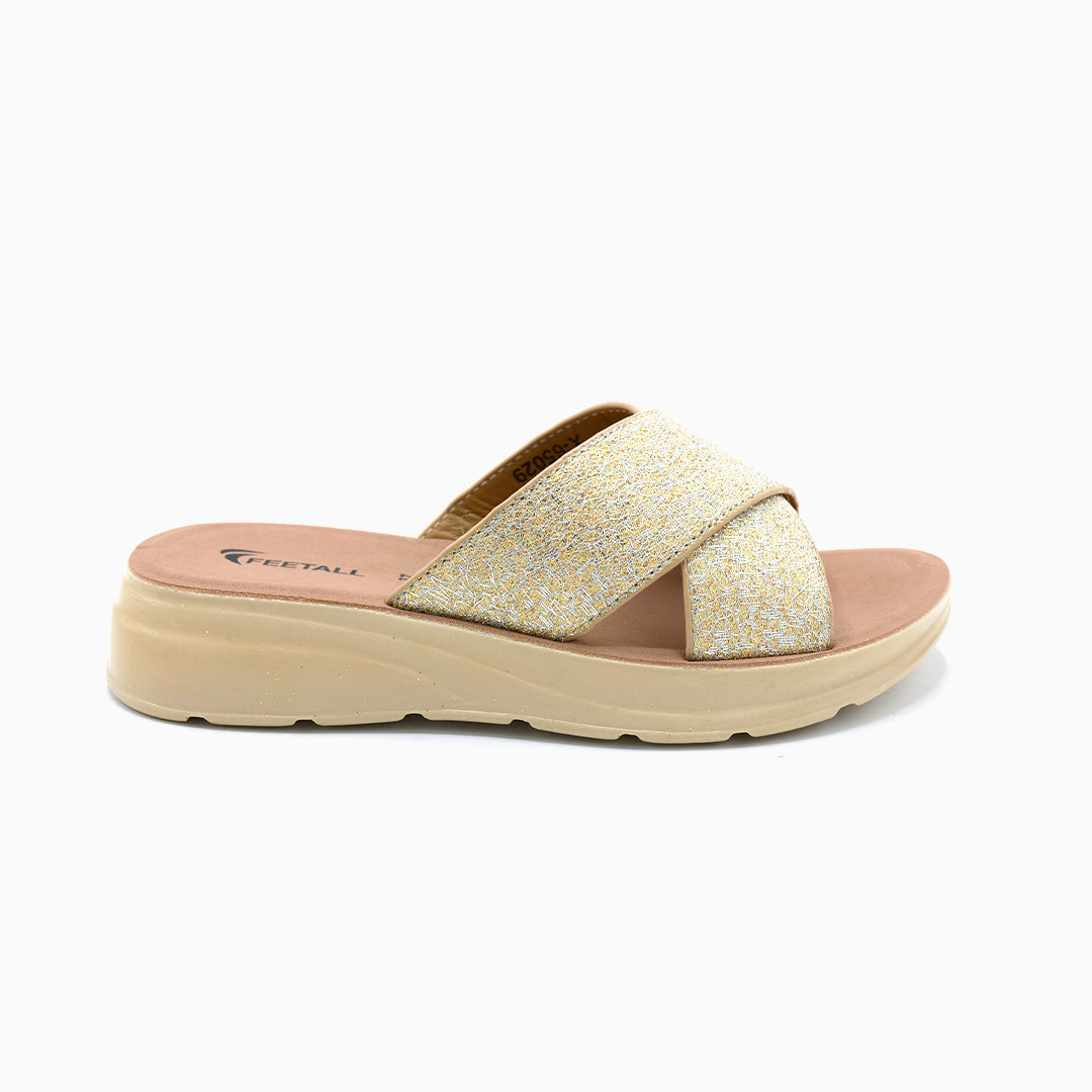 Glitter Cross Strap Comfort Slides