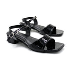 Glossy Strap Block Heel Sandals