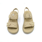 Quilted Star Velcro Platform Sandals Beige