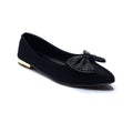 Black Embellished Bow Ballet Flats