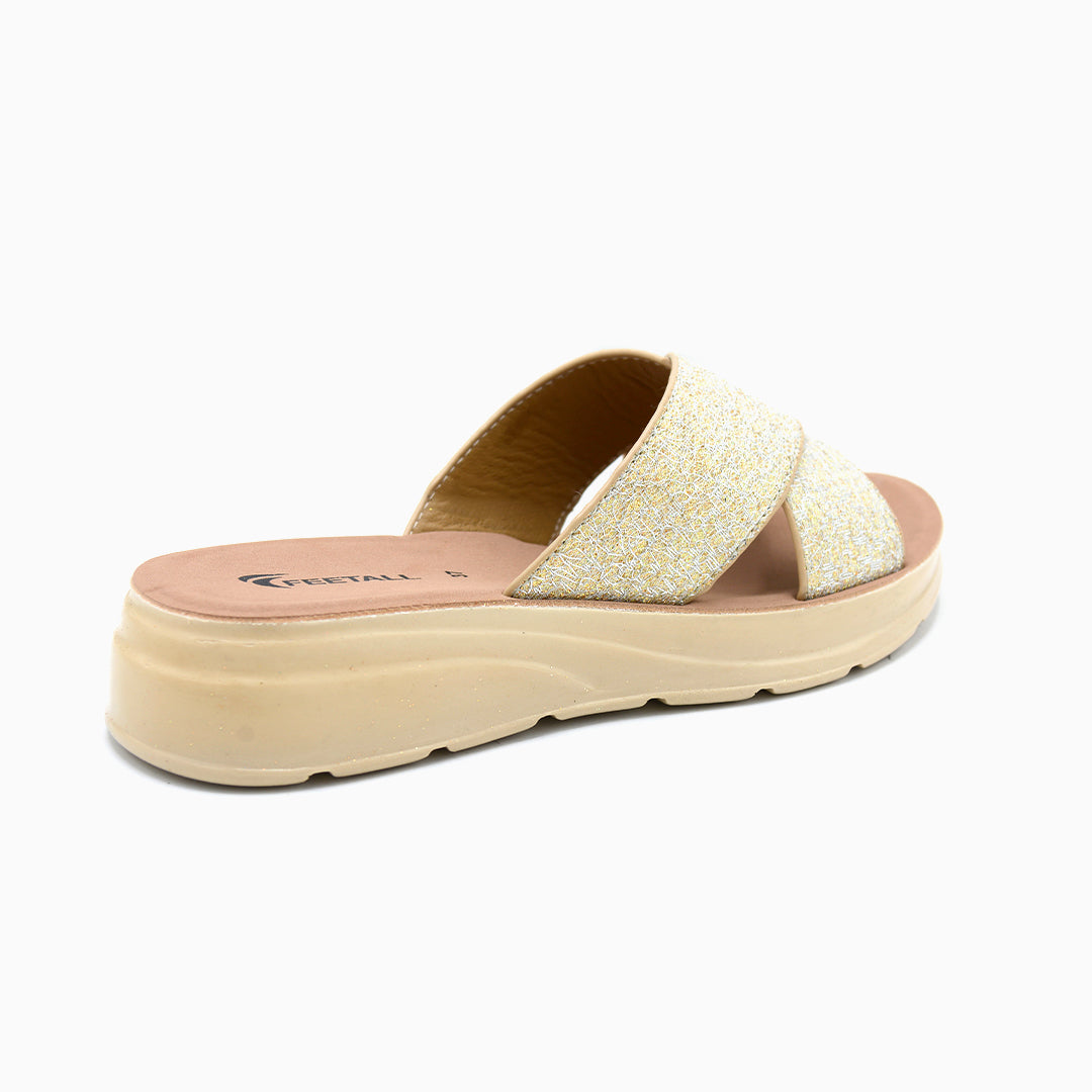 Glitter Cross Strap Comfort Slides