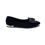 Black Embellished Bow Ballet Flats