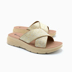 Glitter Cross Strap Comfort Slides
