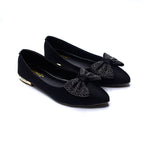 Black Embellished Bow Ballet Flats