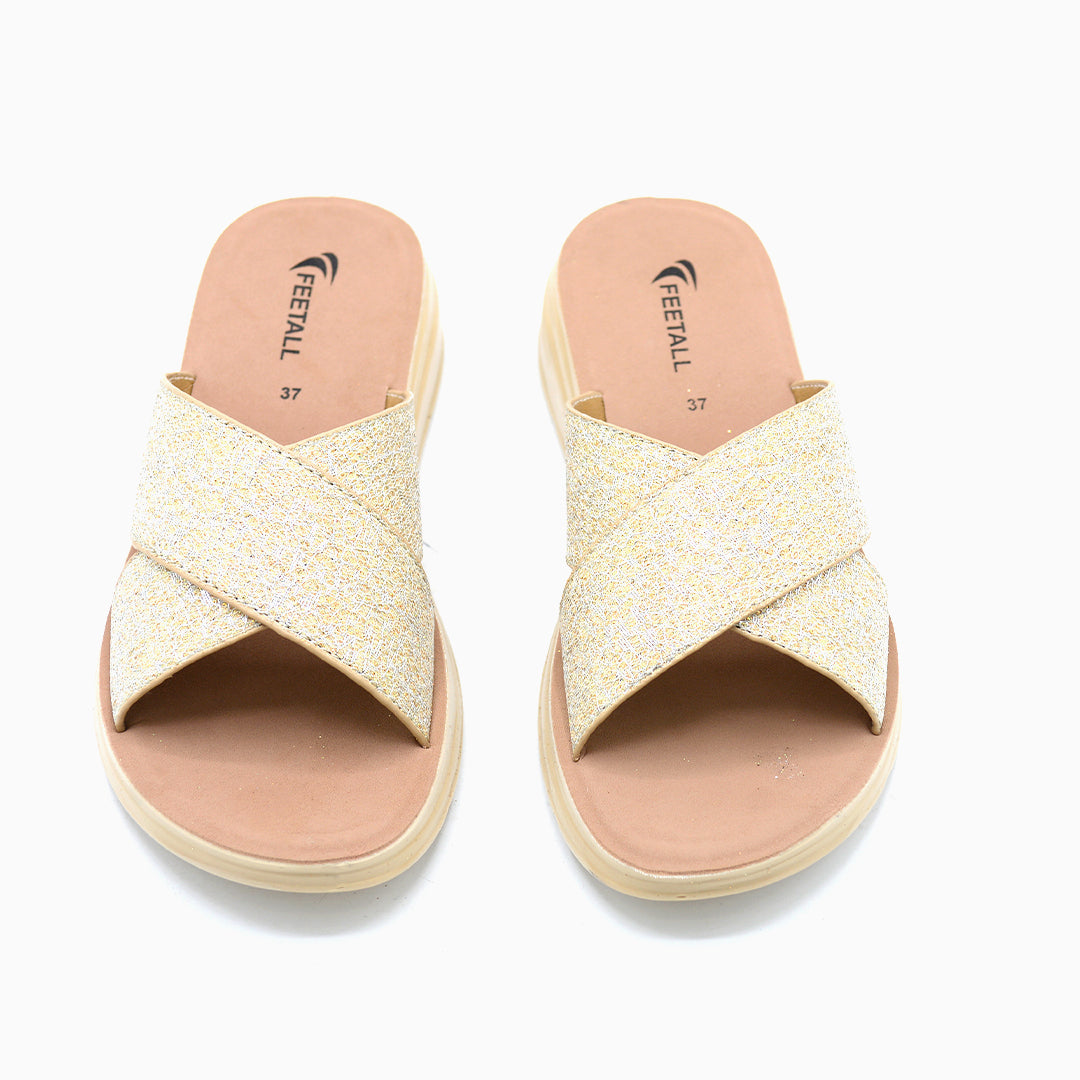 Glitter Cross Strap Comfort Slides