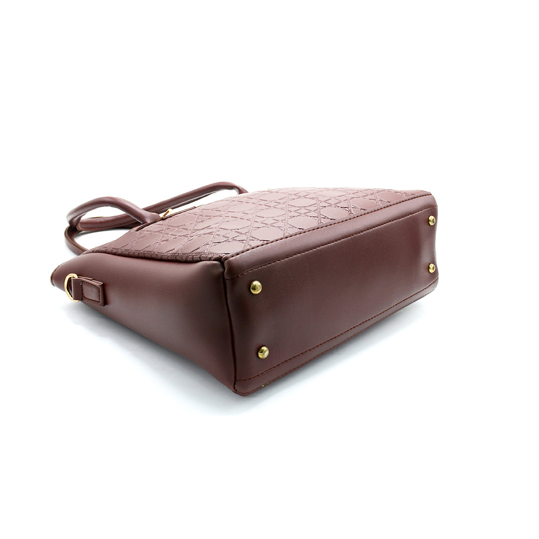 Chic Textured Maroon Carry Handbag