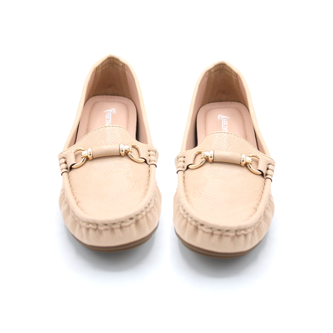 Beige Gold Bit Loafers
