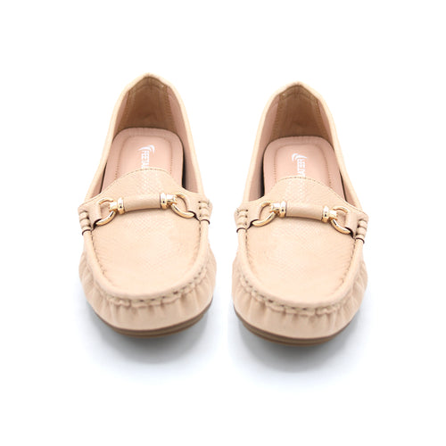 Beige Gold Bit Loafers