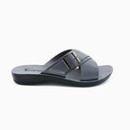 Buckle Cross Strap Flat Slides