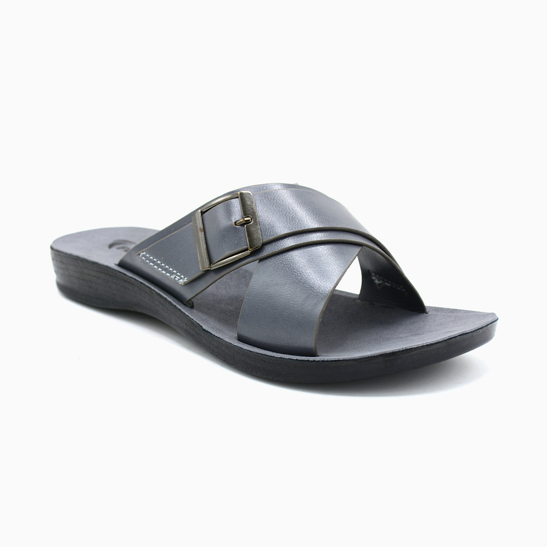 Buckle Cross Strap Flat Slides