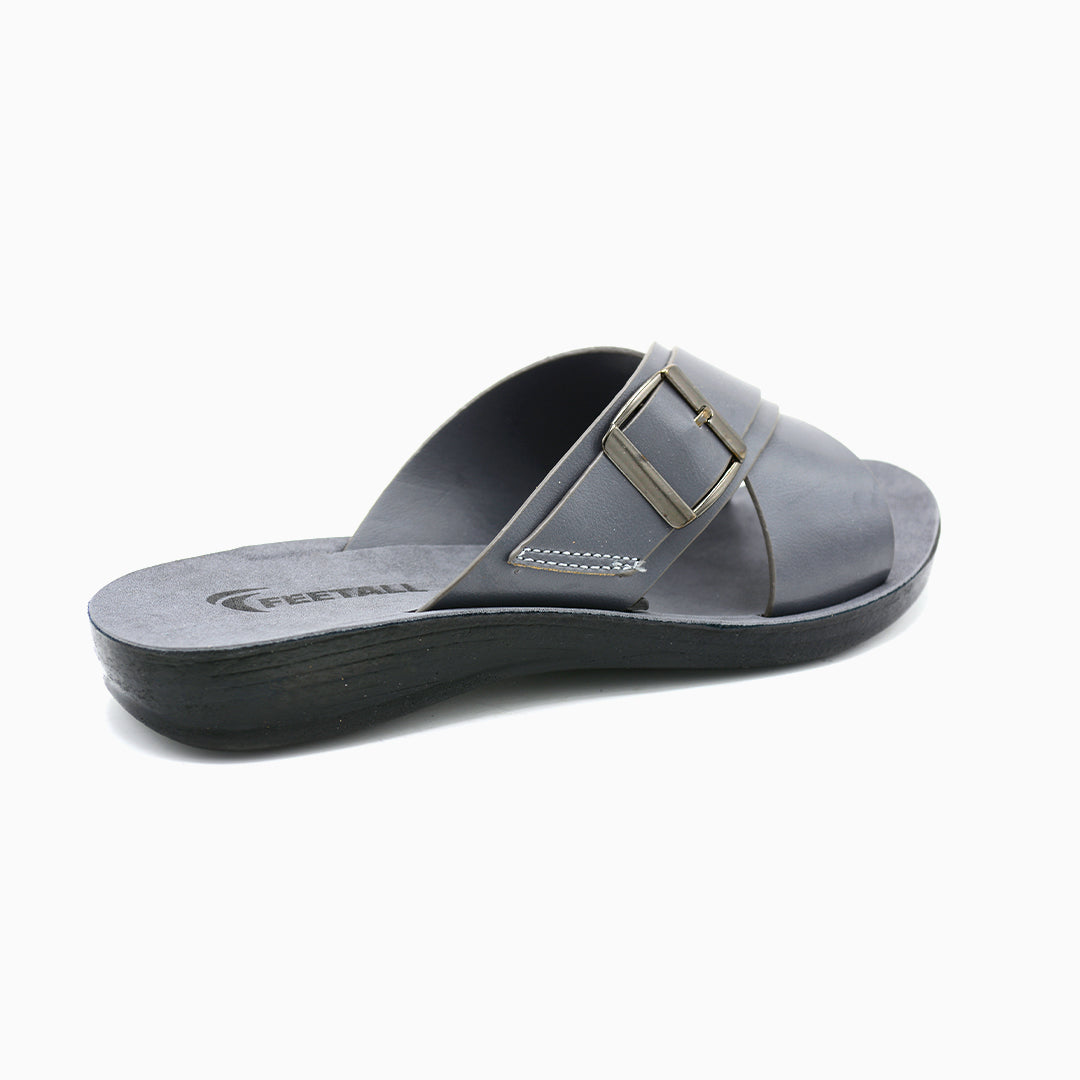 Buckle Cross Strap Flat Slides