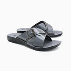 Buckle Cross Strap Flat Slides