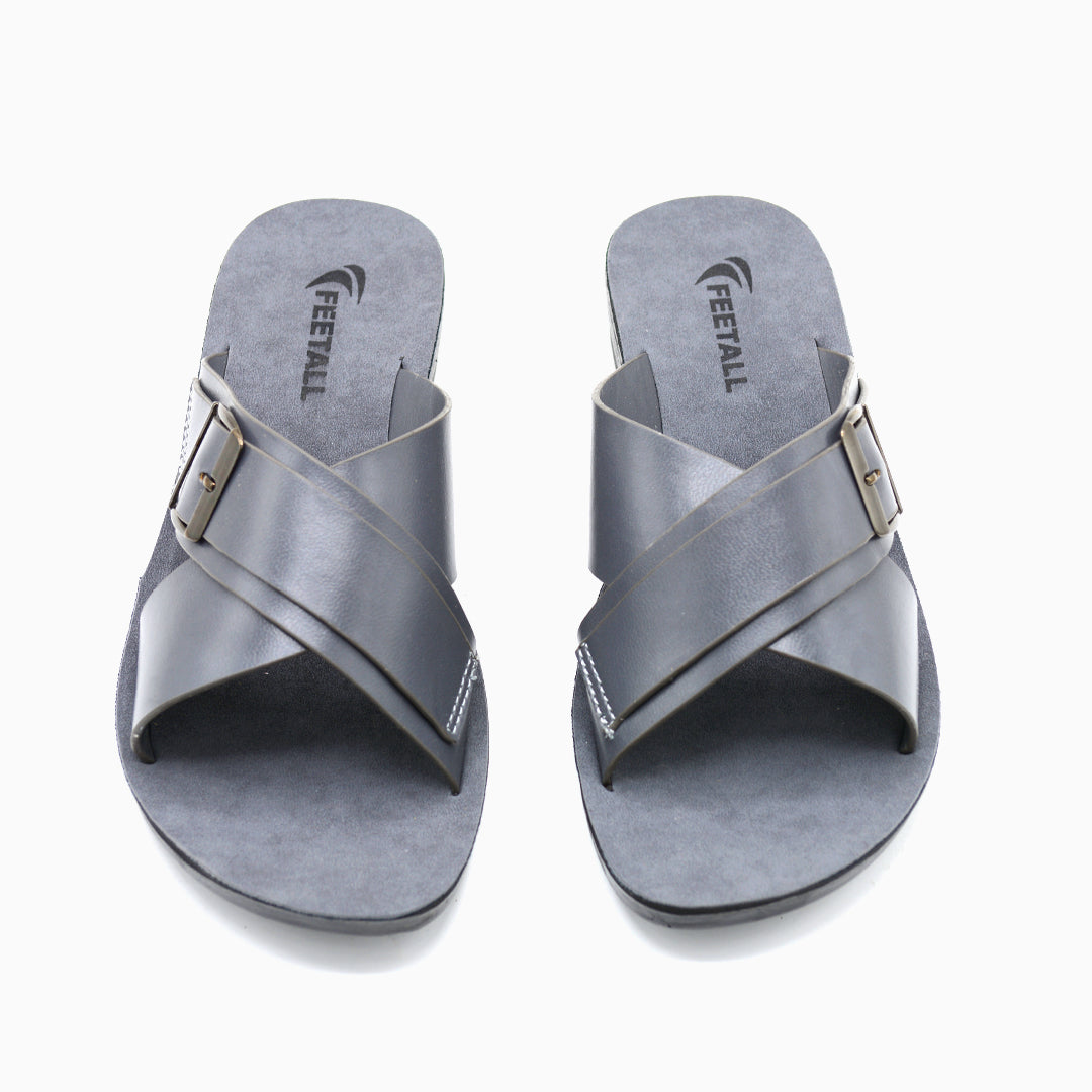 Buckle Cross Strap Flat Slides