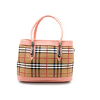 Classic Plaid Tote Bag – Beige & Pink