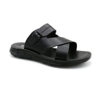 Men’s Contemporary Cross-Strap Buckle Slides