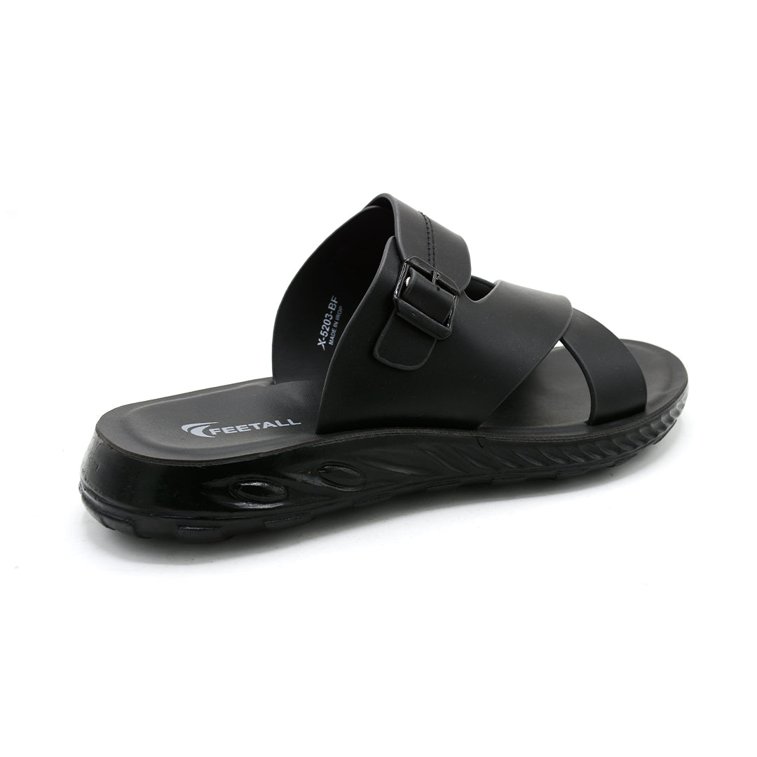 Men’s Contemporary Cross-Strap Buckle Slides