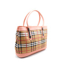 Classic Plaid Tote Bag – Beige & Pink