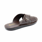 Crossover Buckle Leather Slide Sandal