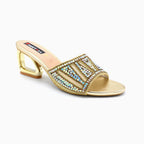 Rhinestone Embellished Block Heel Sandals