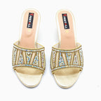 Rhinestone Embellished Block Heel Sandals