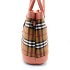 Classic Plaid Tote Bag – Beige & Pink