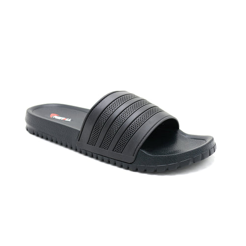 Black Textured Comfort Slip-On Slides